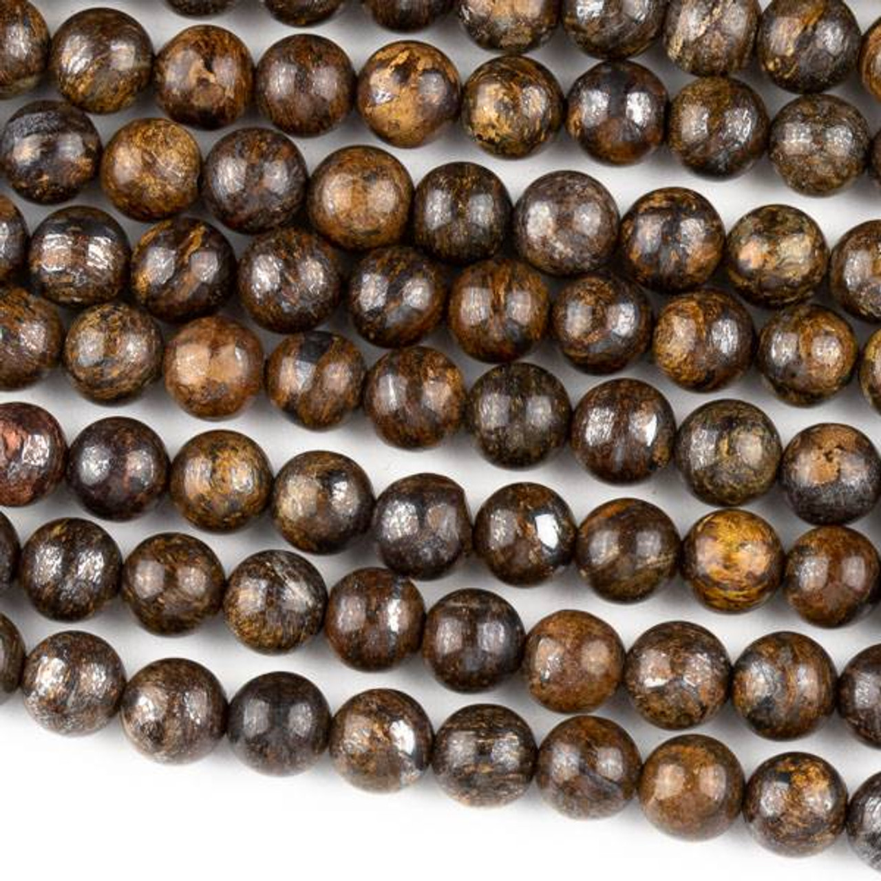 Bronzite 6mm Round Beads - approx. 8 inch strand Set A