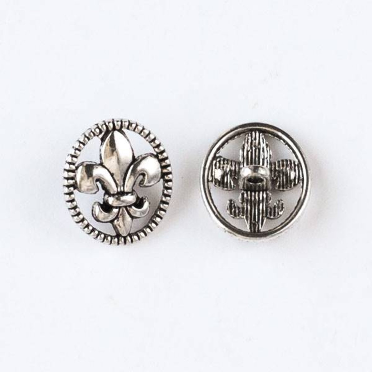 Antique Silver Fleur De Lis Metal Buttons for Jeans 