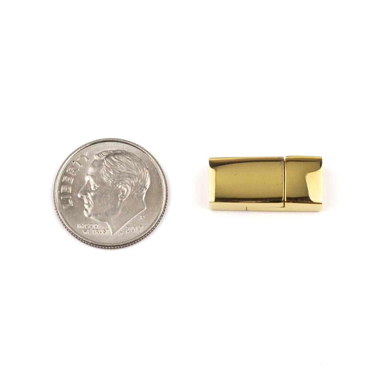 18k Gold Plated Stainless Steel 8x17mm Magnetic Rectangle Clasp