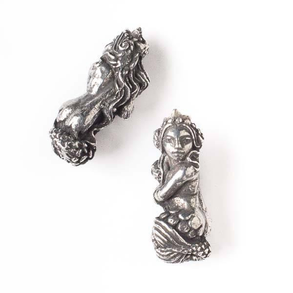 アクセサリー PLAY GIRL Green Girl Studios Pewter 12x32mm Fancy Mermaid Bead - 1 per bag