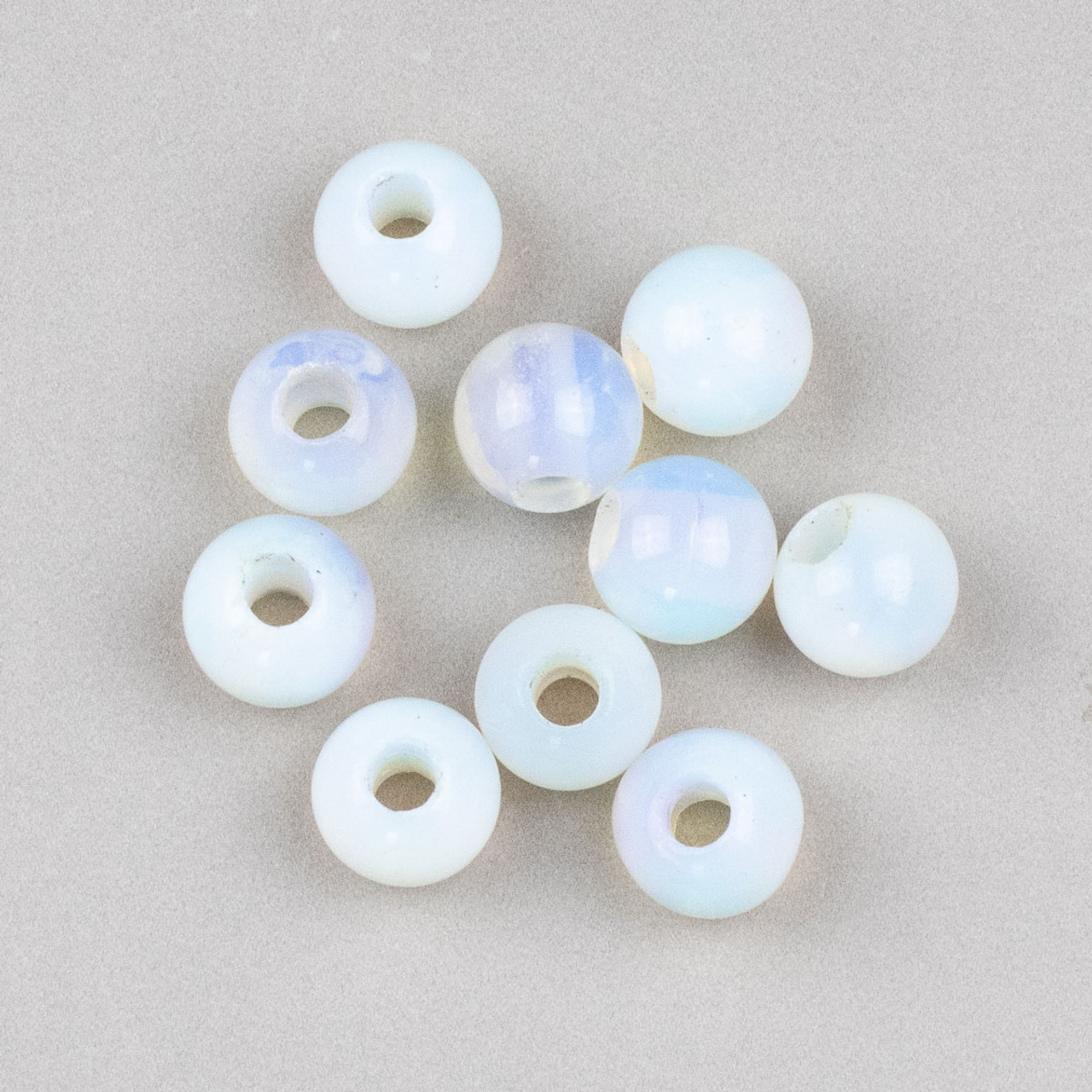 Large Hole Synthetic Opaline 12mm Round with 4mm Drilled Hole - 10 per bag