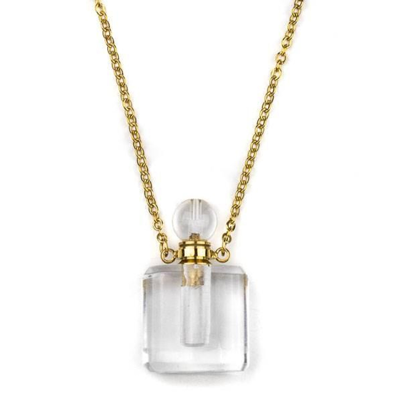 アクセサリー NICKEL FREE PERFUME BOTTLE LIKE NECKLACE Glass Perfume Bottle Necklace, Pink Crystal Rose Glass