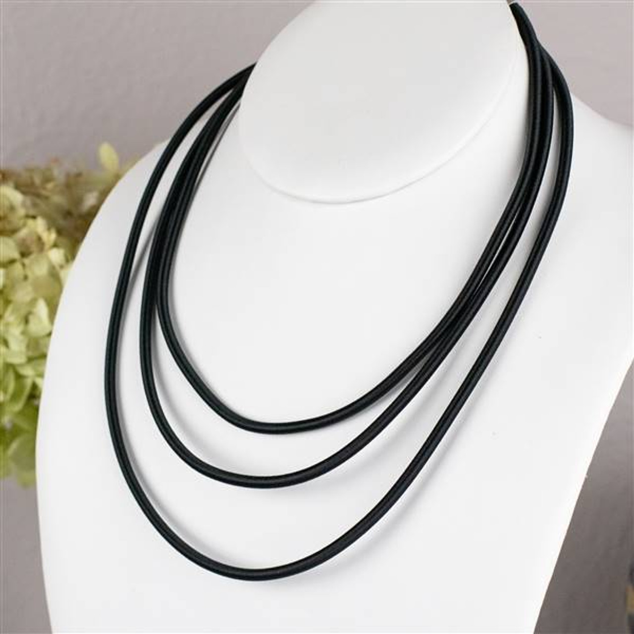 3mm Black Satin Cord Necklace - 16 inch