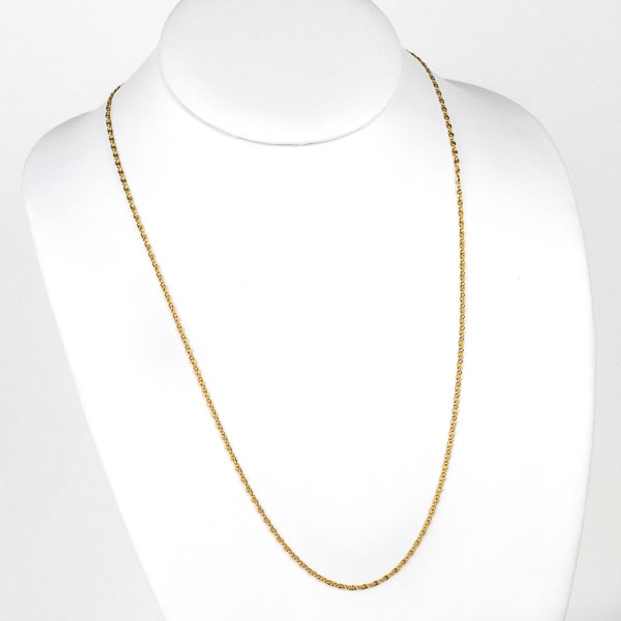 18k Gold Plated Stainless Steel 2mm Snail Chain Necklace - 24 inch