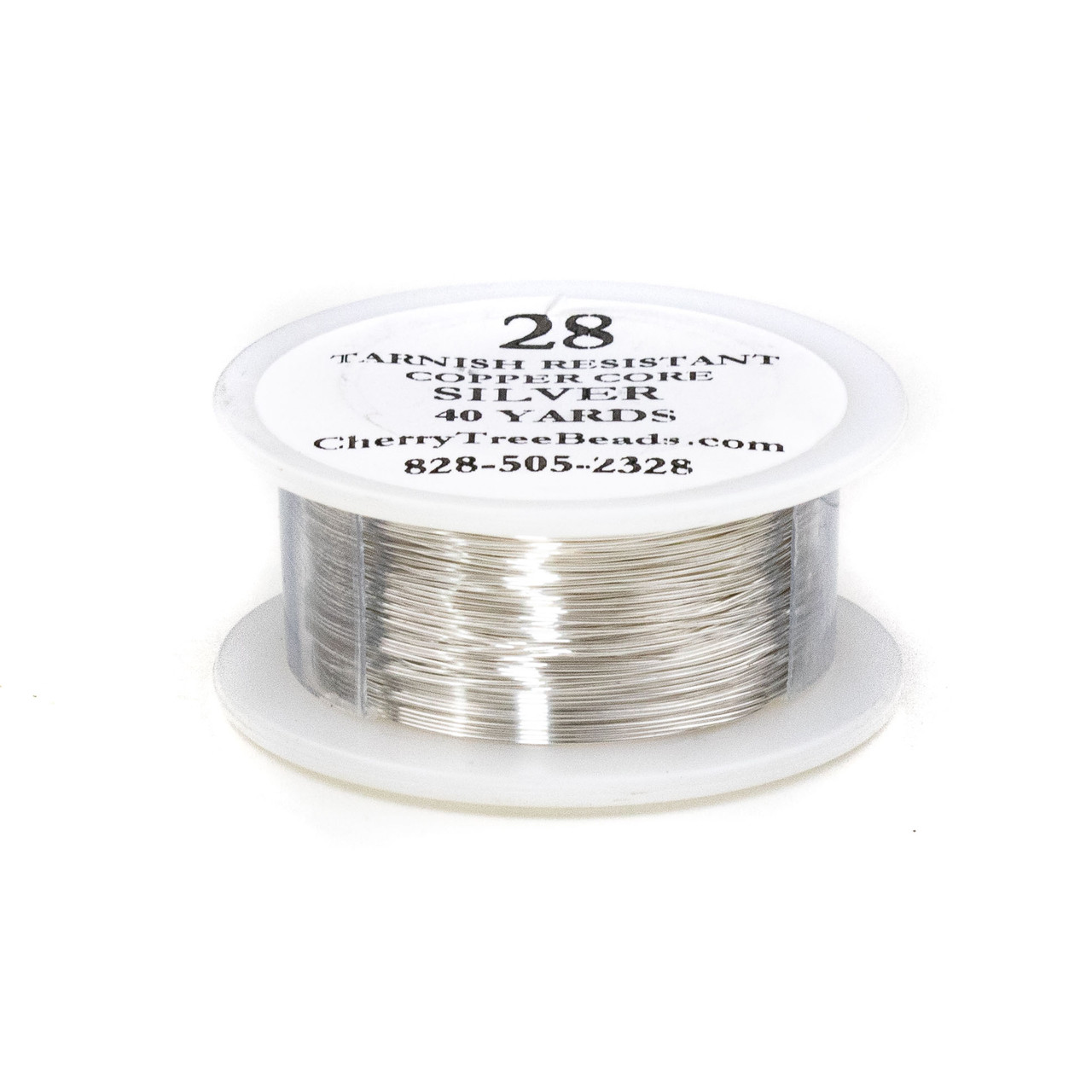 Silver　Yard　40　on　Fine　Coated　Gauge　Wire　Copper　Plated　Non-Tarnish　28　Spool