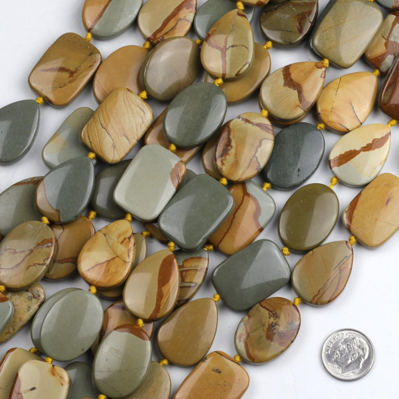 Wild Horse Picture Jasper 18x25mm Alternating Knotted Ovals Drops