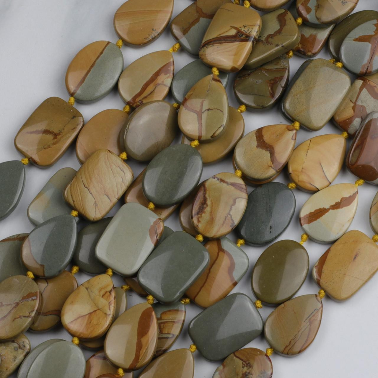 Wild Horse Picture Jasper 18x25mm Alternating Knotted Ovals Drops