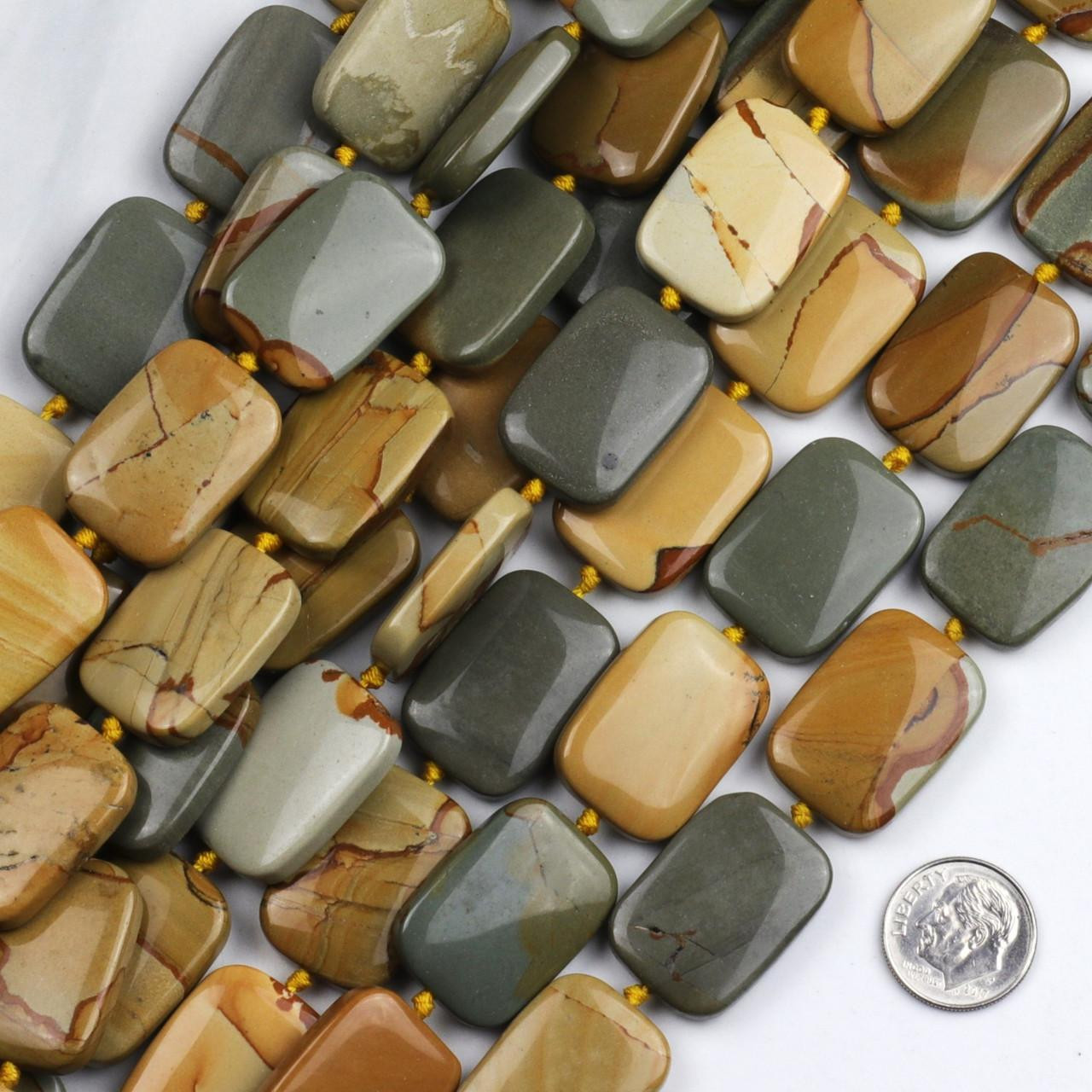 Wild Horse Picture Jasper 18x25mm Knotted Rectangle Beads - 16