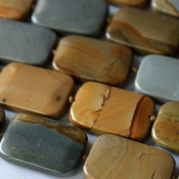Wild Horse Picture Jasper 18x25mm Knotted Rectangle Beads - 16