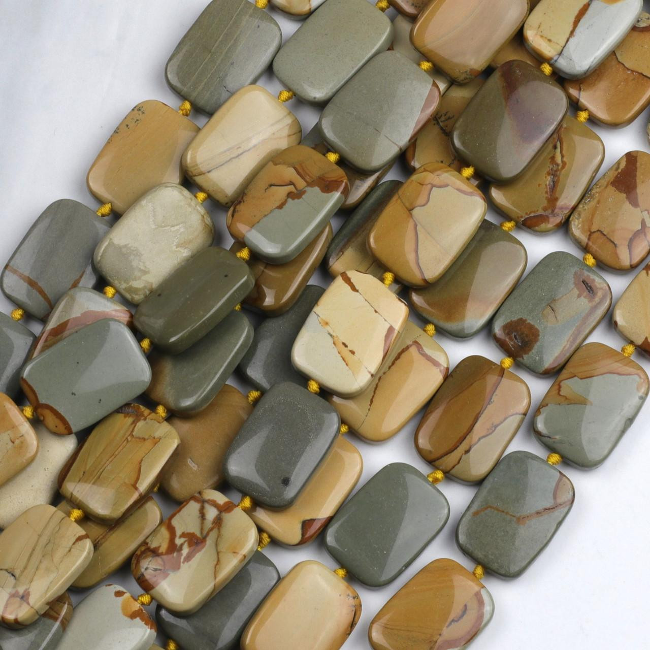 Wild Horse Picture Jasper 18x25mm Knotted Rectangle Beads - 16