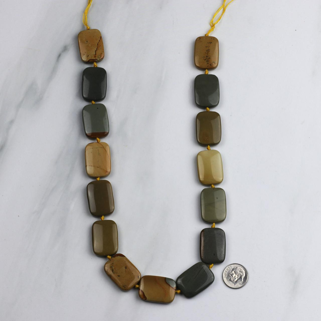 Wild Horse Picture Jasper 18x25mm Knotted Rectangle Beads - 16