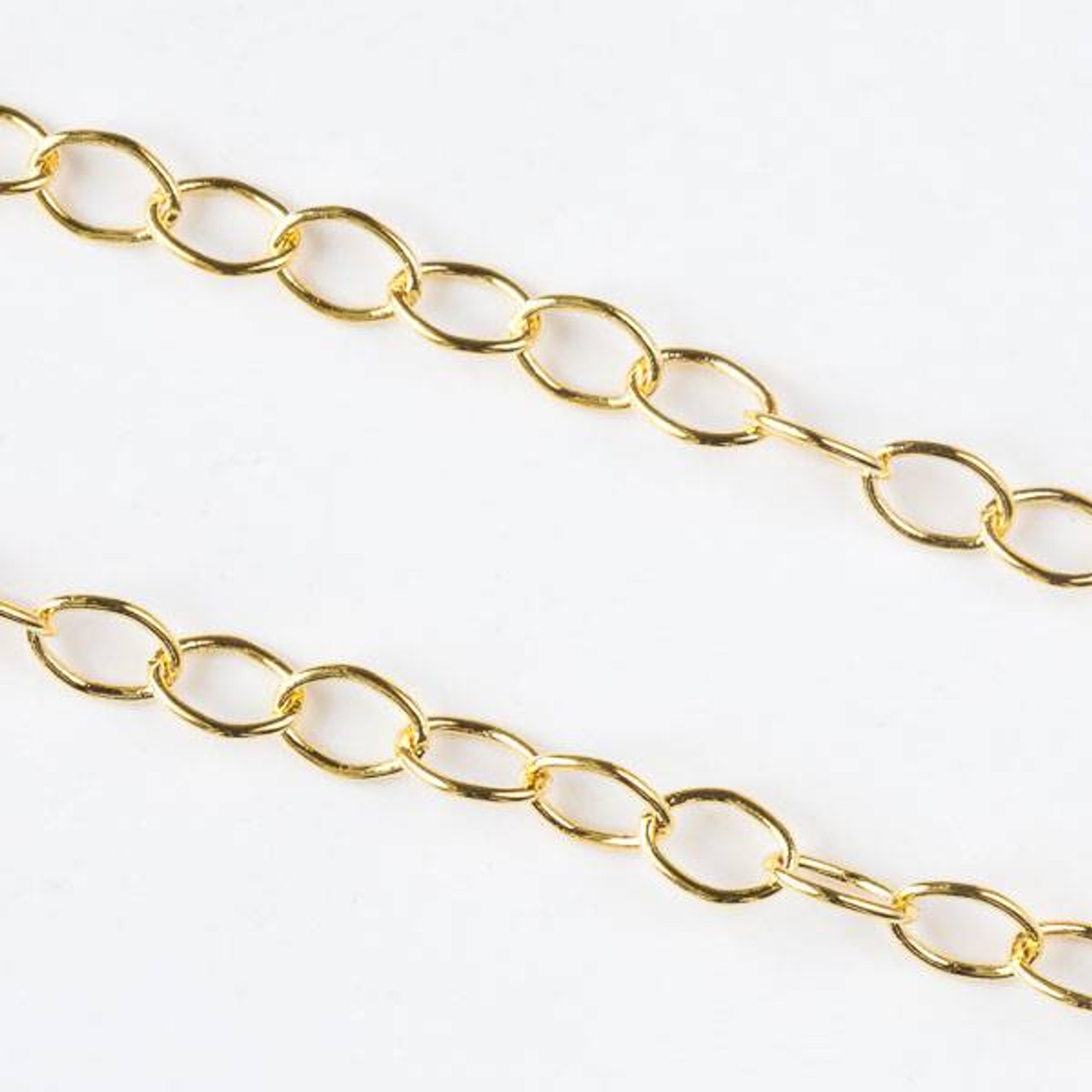 Gold Brass Chain with 5x7mm Soldered Oval Links - chain280Sg-sp - 25 yard  spool
