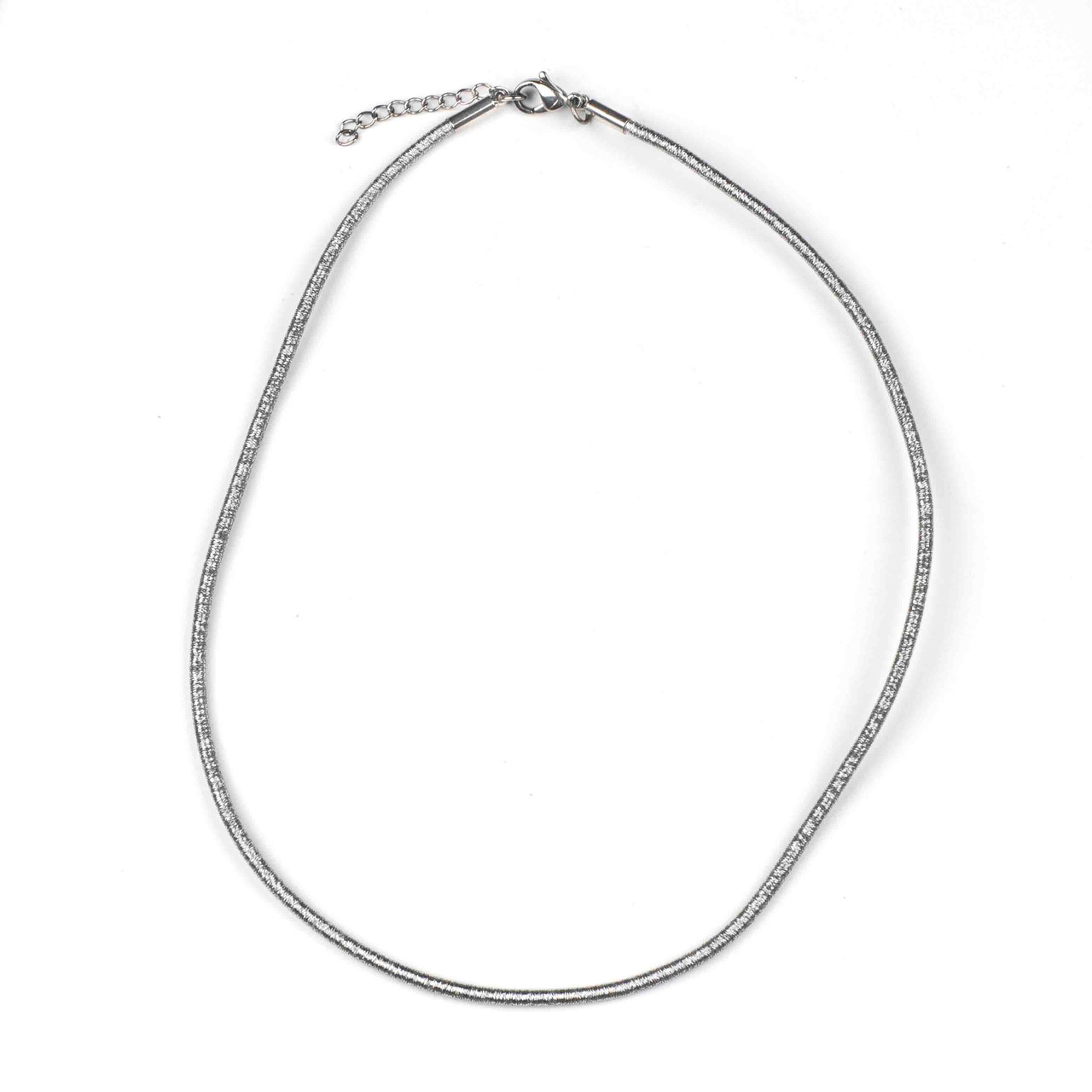 Metallic Satin Cord Necklace - Silver, 2mm, 16-17