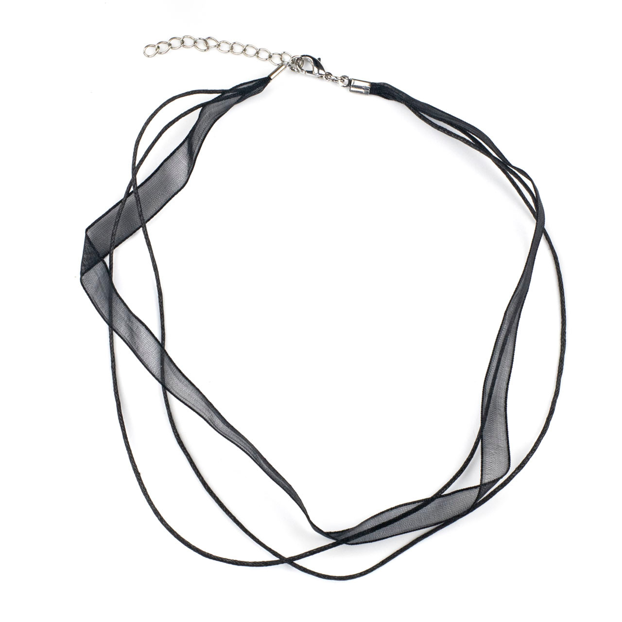 3 Strand Waxed Cord Necklace - Black, 1mm, 16-18 with Silver Plated Copper  Adjustable Clasp