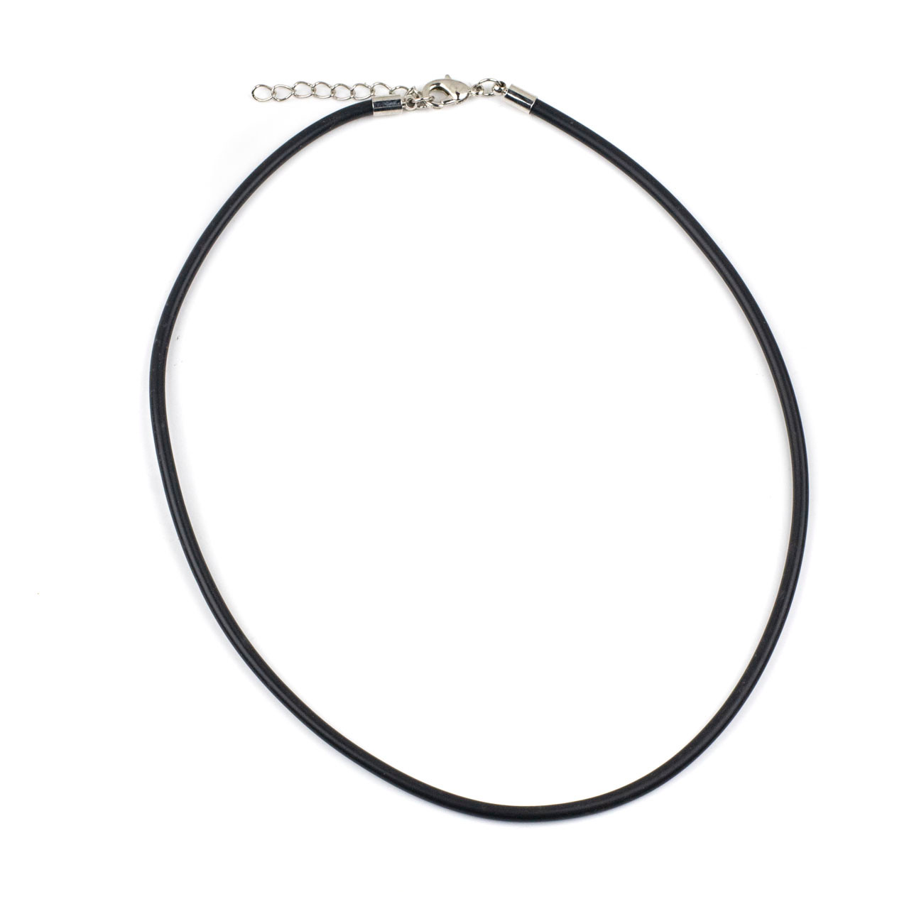 Round Rubber Cord Necklace - Black, 3mm, 16-18 with Stainless Steel  Adjustable Clasp