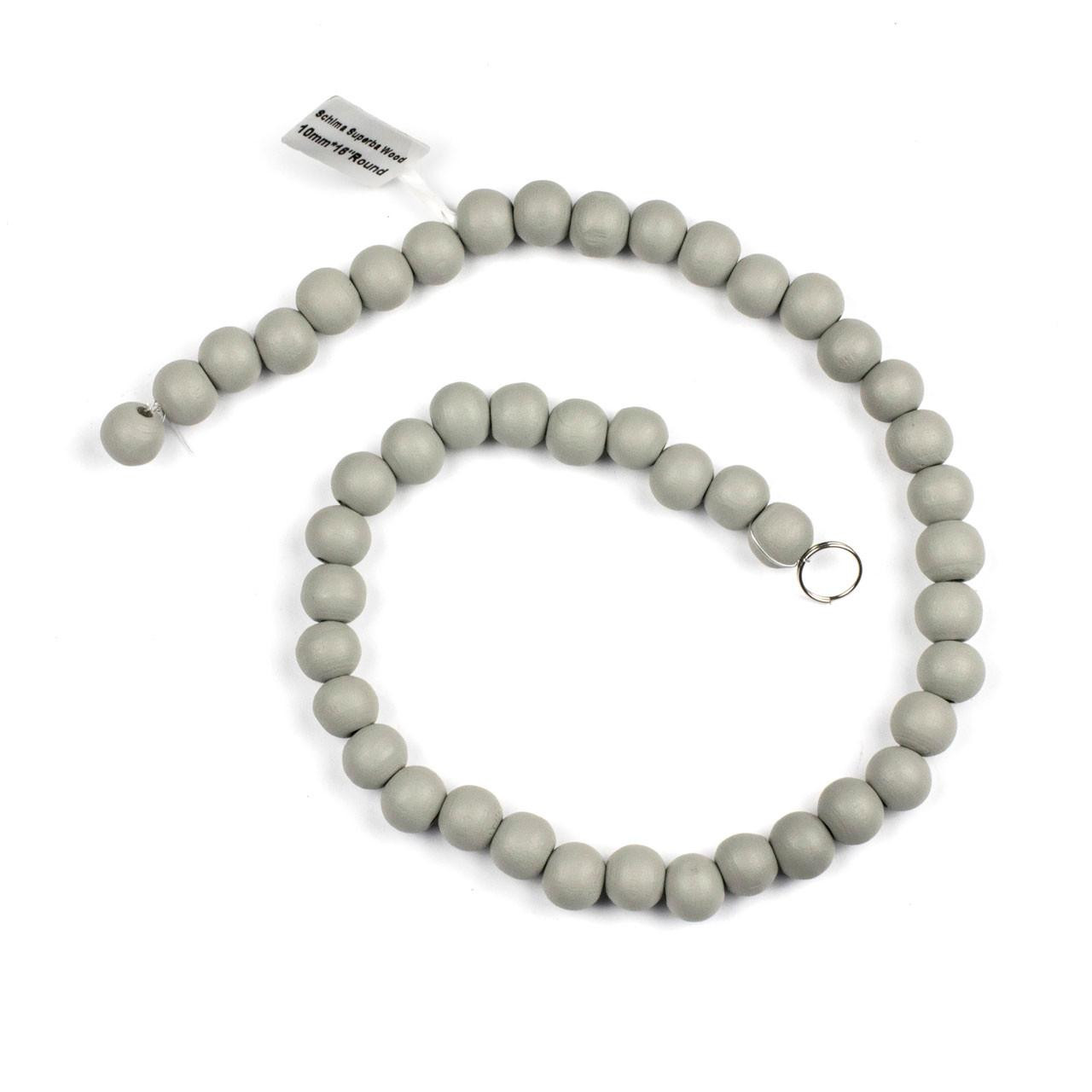 Grey Schima Superba Wood 10mm Round Beads 15 inch strand