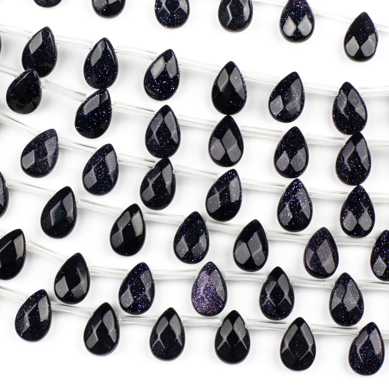Crystal 12x13mm Opaque Purple Faceted Top Drilled Teardrop Beads with  Golden Foil Edges - 7 inch strand