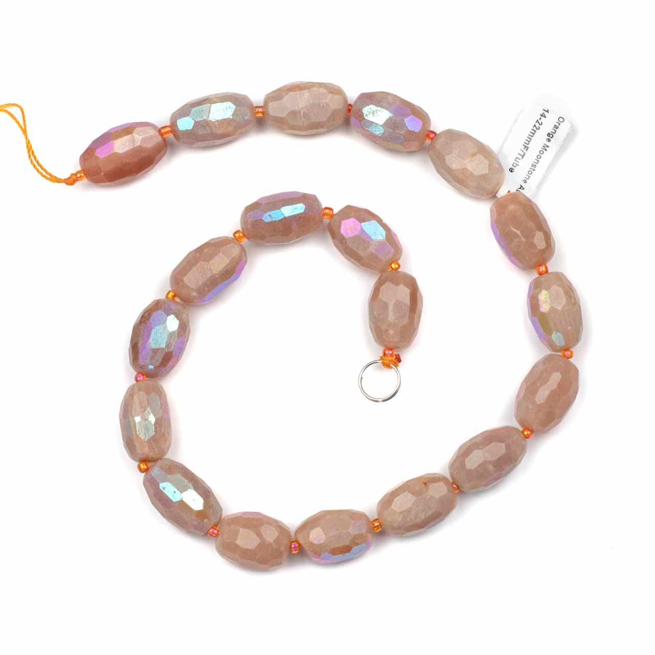 Mommy & Me Size 6 & 7: 4mm Alternating Peach Moonstone, Moonstone And Gold  Filled Beads And 4mm Gold Filled Beads With Gold Tone Dbj Charm