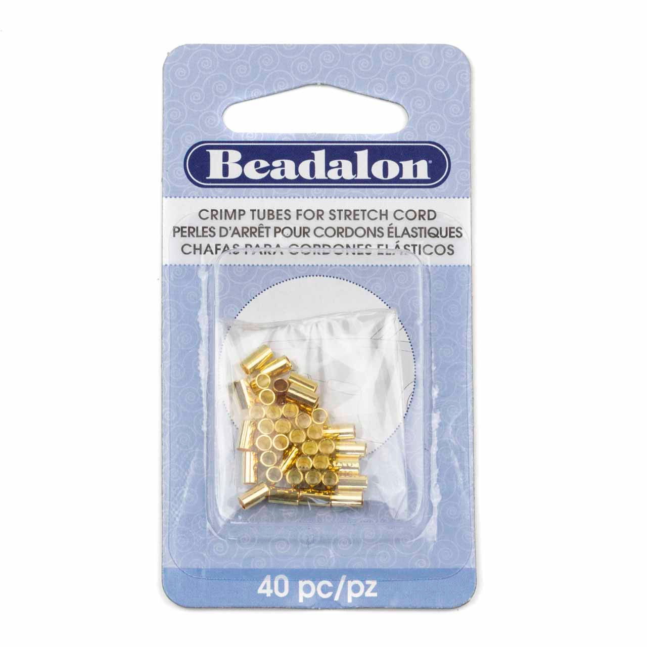 Crimp Tubes for Stretch Cord - 2.0 mm / 0.78 in Gold Color 40 pieces