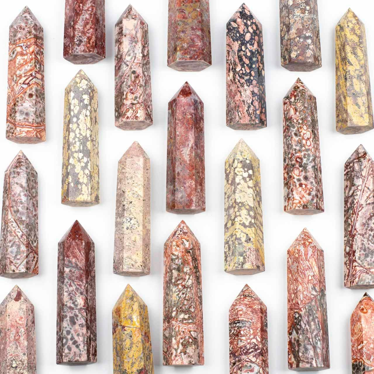 Leopard Skin Jasper Crystal Point Tower piece approximately