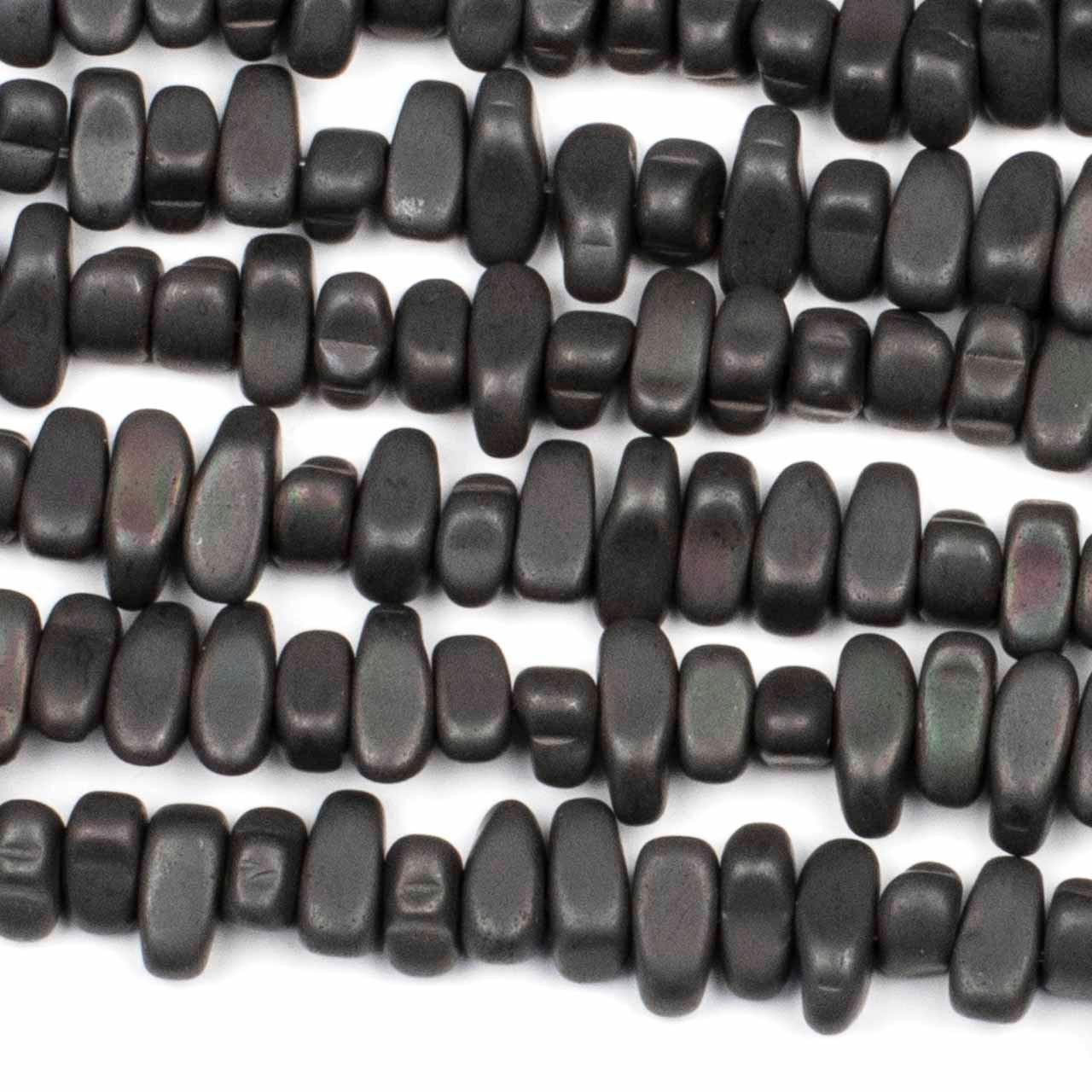 Synthetic Hematite Electroplated Matte Black 5-8mm Chip Beads