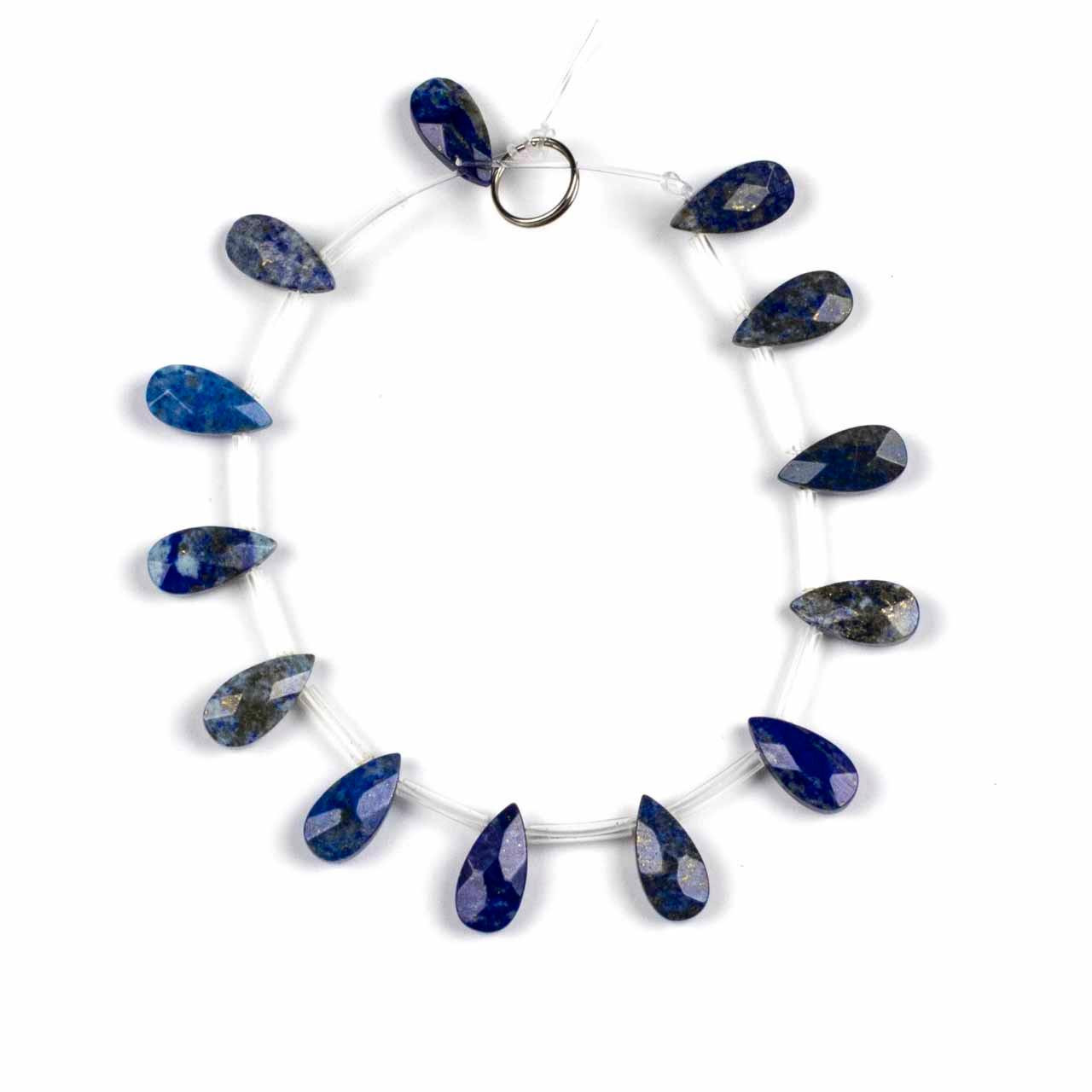 Lapis 7x14mm Top Drilled Faceted Teardrop Beads - 7 inch strand
