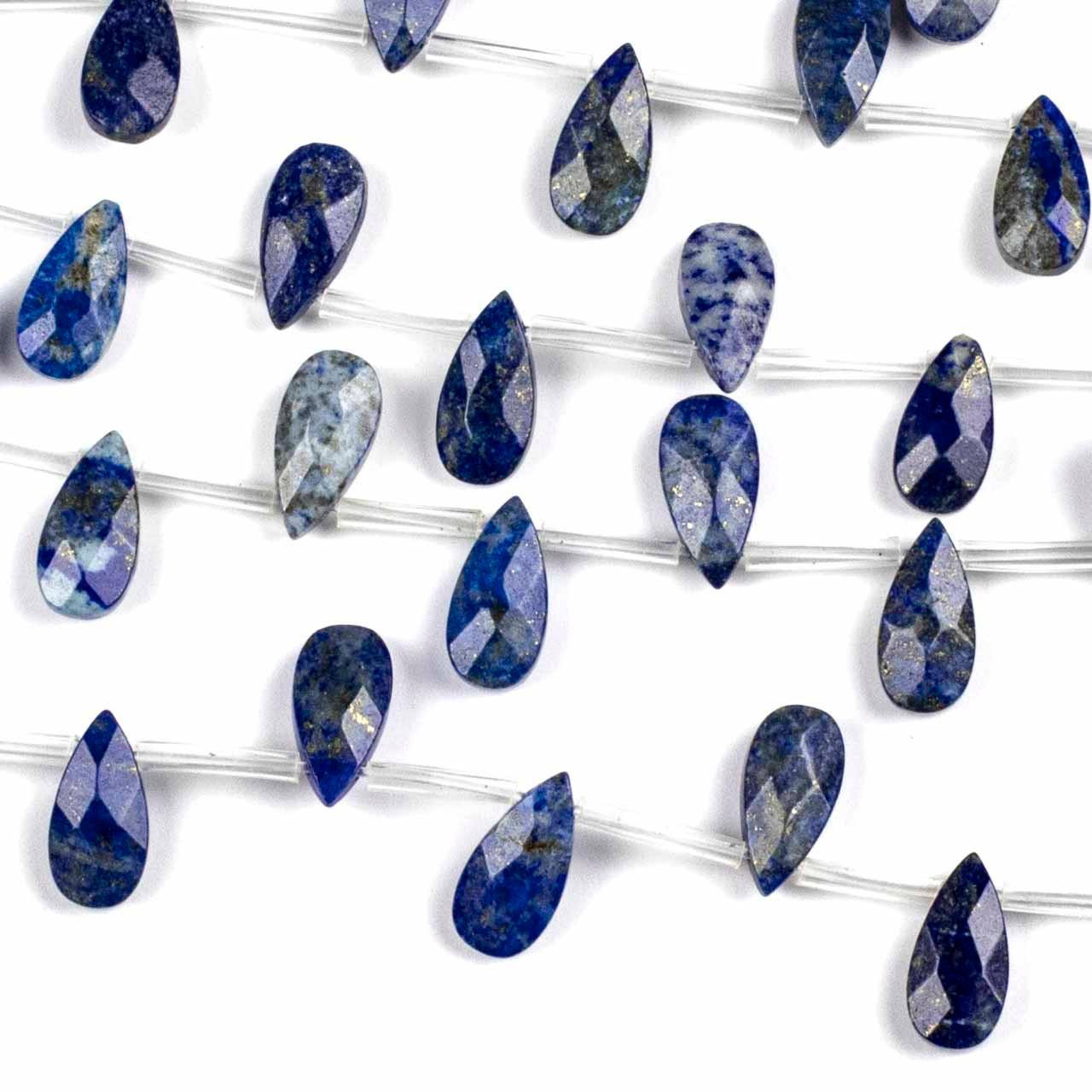 Lapis 7x14mm Top Drilled Faceted Teardrop Beads - 7 inch strand