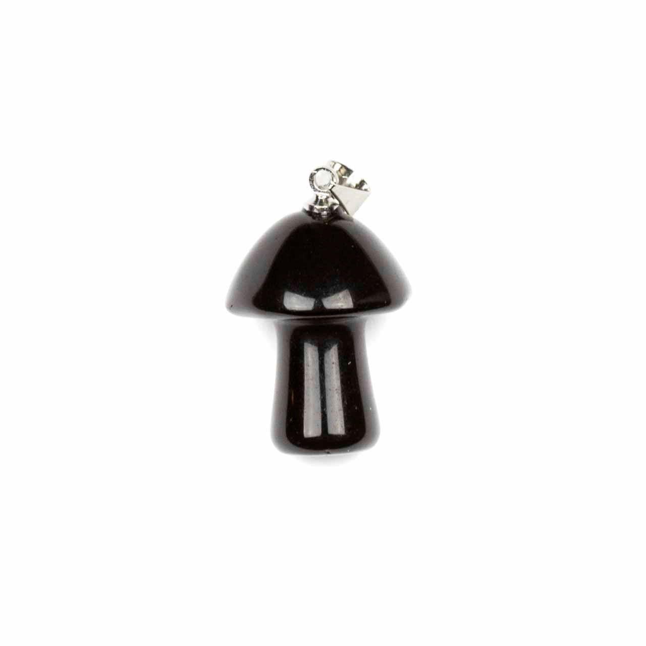 Black Obsidian 16x20mm Mushroom Pendant with Silver Loop and 3x6mm