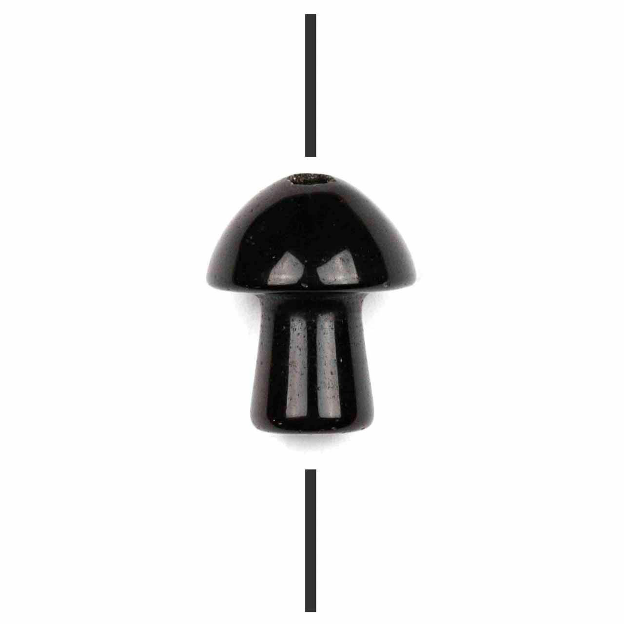 Black Obsidian 15x19mm Mushroom Bead with 2mm Vertically Drilled