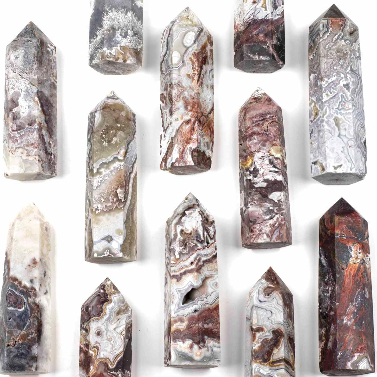 Mexican Laguna Lace Agate Crystal Large Tower - approx. 3.75-4