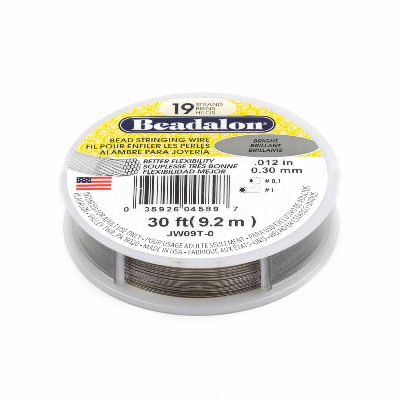 Beadalon 7 Strand Stainless Steel Bead Stringing Wire, 018 in / 0.46 mm,  Bright, 100 ft / 31 m