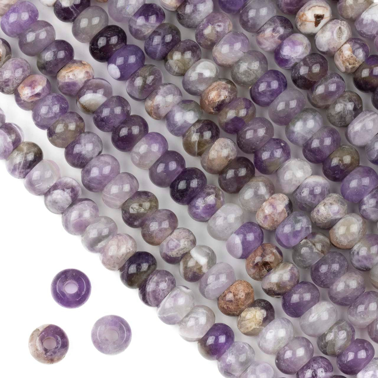 100 Mixed Faceted Large Hole Gemstone Beads in Rounds and Rondelles