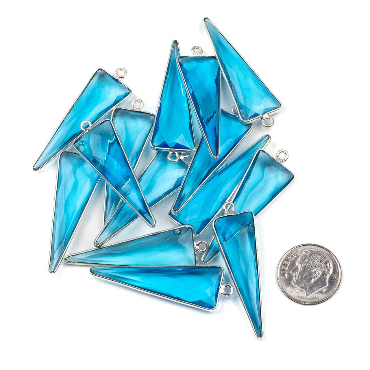 London Blue Quartz approximately 13x39mm Faceted Triangle Drop