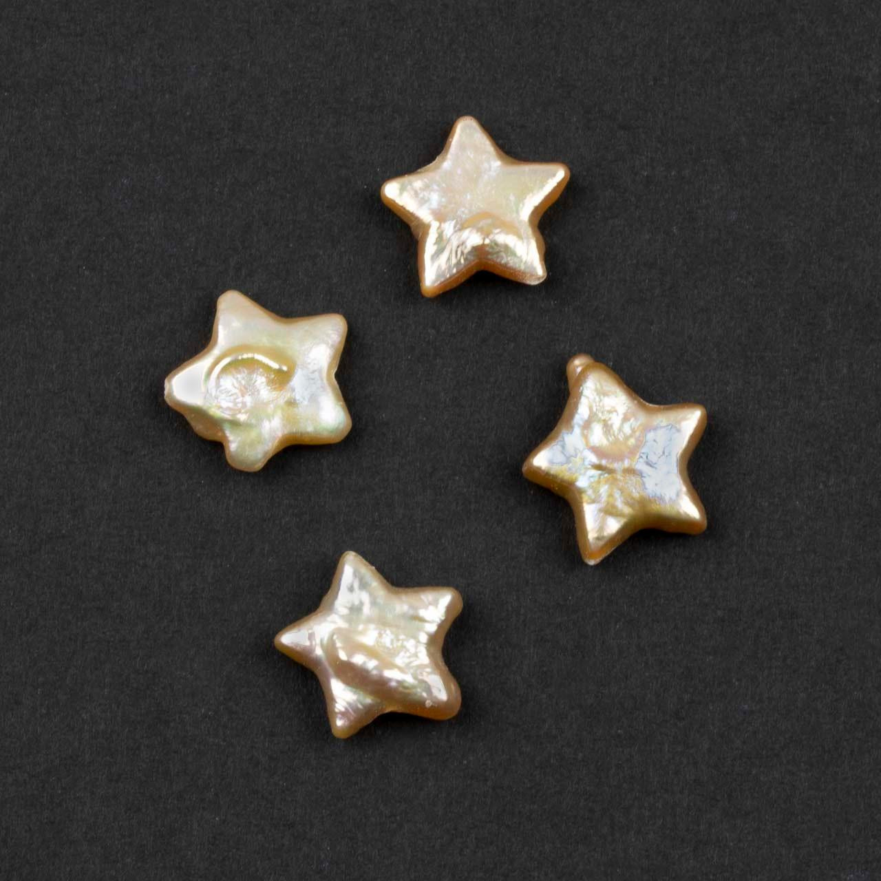 Freshwater Pearl 11mm Rose Gold Pink Through Drilled Star Beads