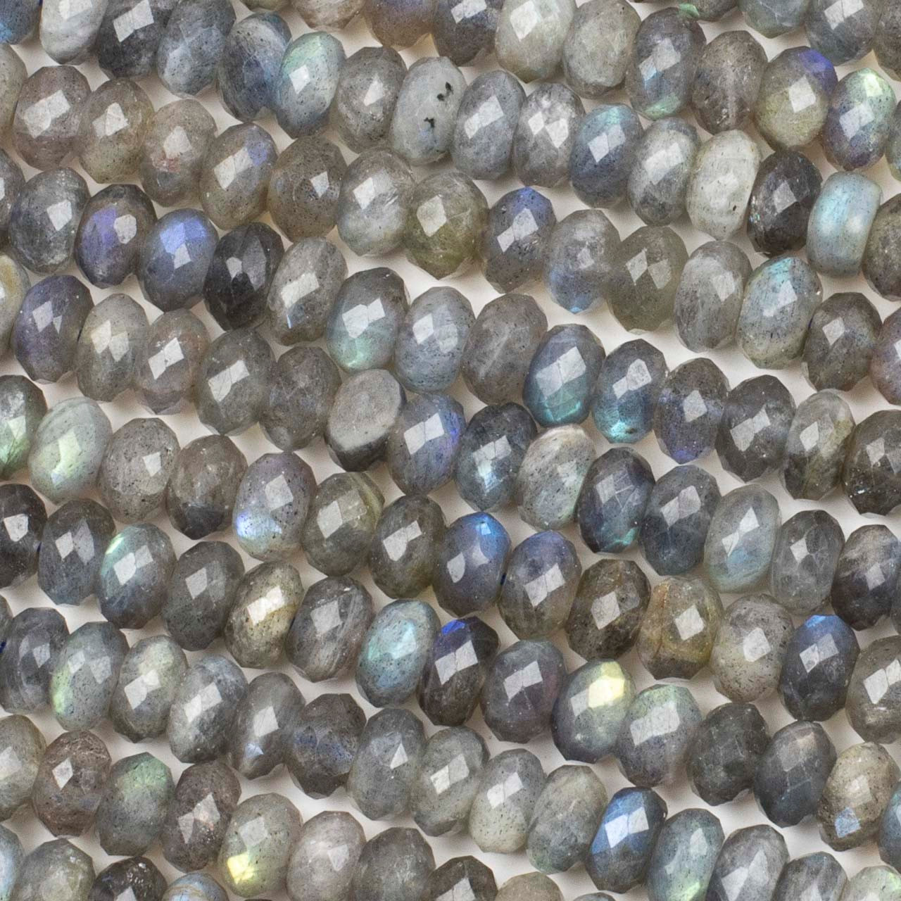 Labradorite 5x8mm Faceted Rondelle Beads - 8 inch strand