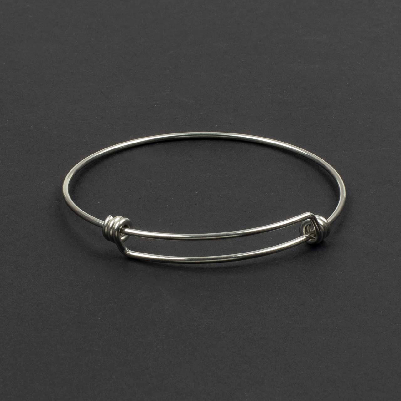Silver 304 Stainless Steel 1.6x64mm Adjustable Bangle Bracelet - 1