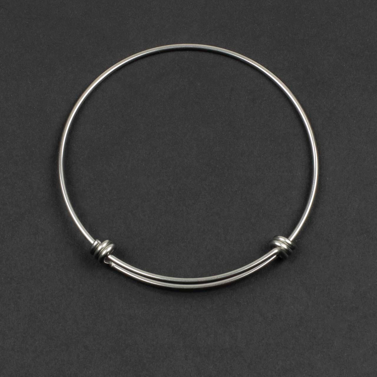 Silver 304 Stainless Steel 1.6x64mm Adjustable Bangle Bracelet - 1