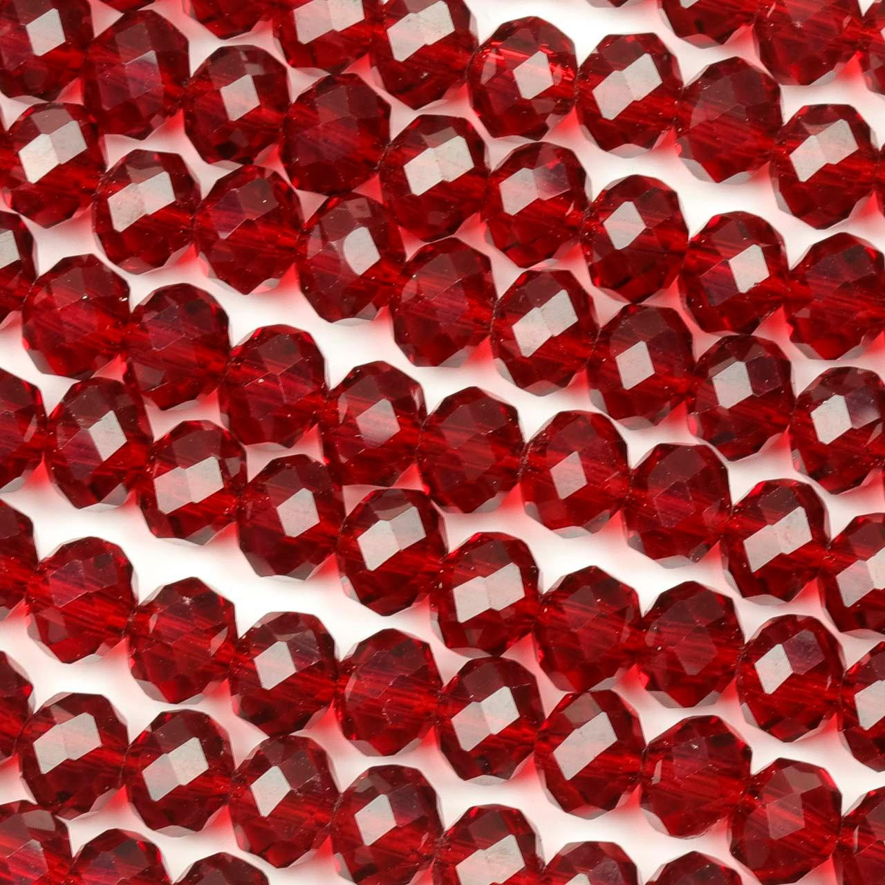 Crystal 6x8mm Ruby Red Faceted Rondelle Beads inch