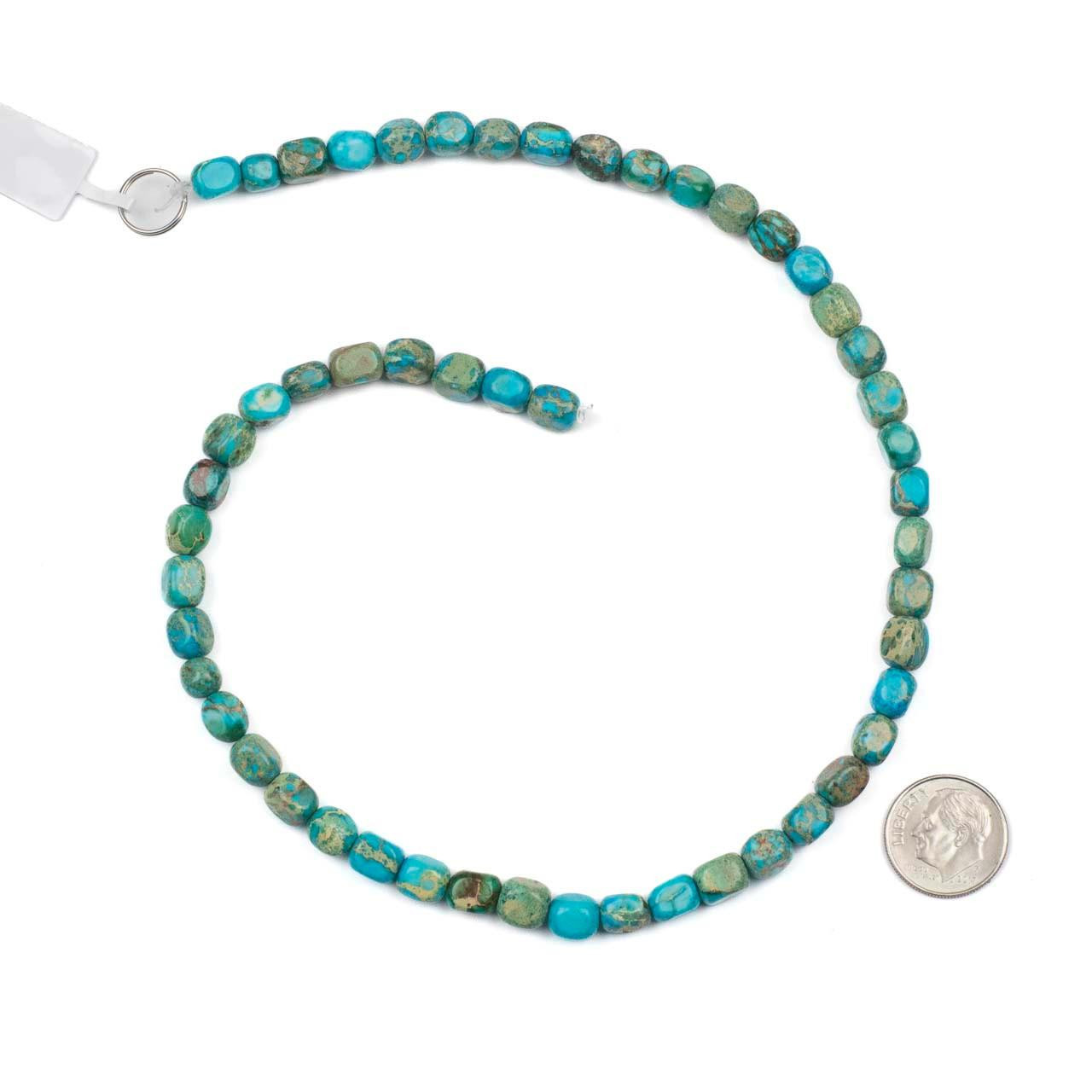 Dyed Turquoise Blue Impression Jasper 5x7mm Drum Beads - color #12