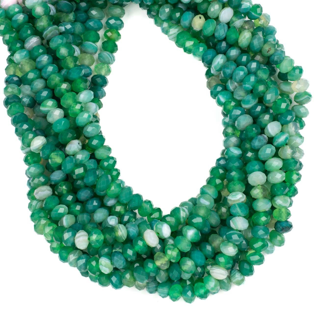 Dyed Green Lace Agate 5x8mm Faceted Rondelle Beads 15 inch strand