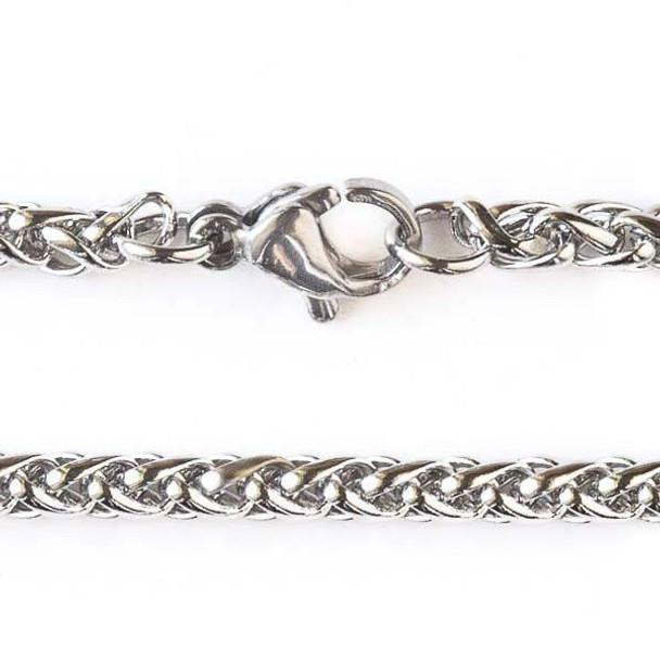 Stainless Steel 3mm Spiga/Wheat Chain Necklace
