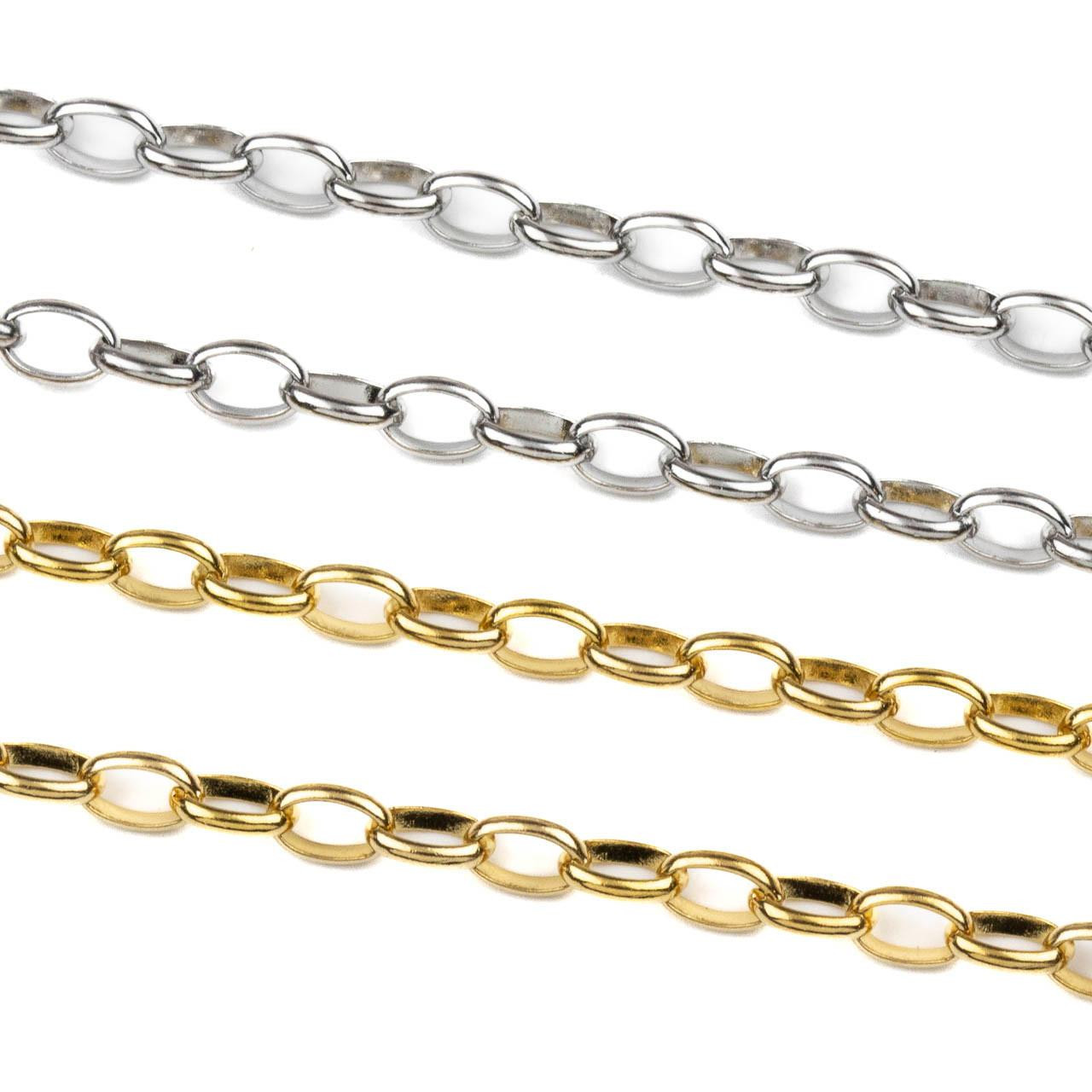316 Stainless Steel Cable Chain - Soldered 3.8x5.5mm Flat Oval Links