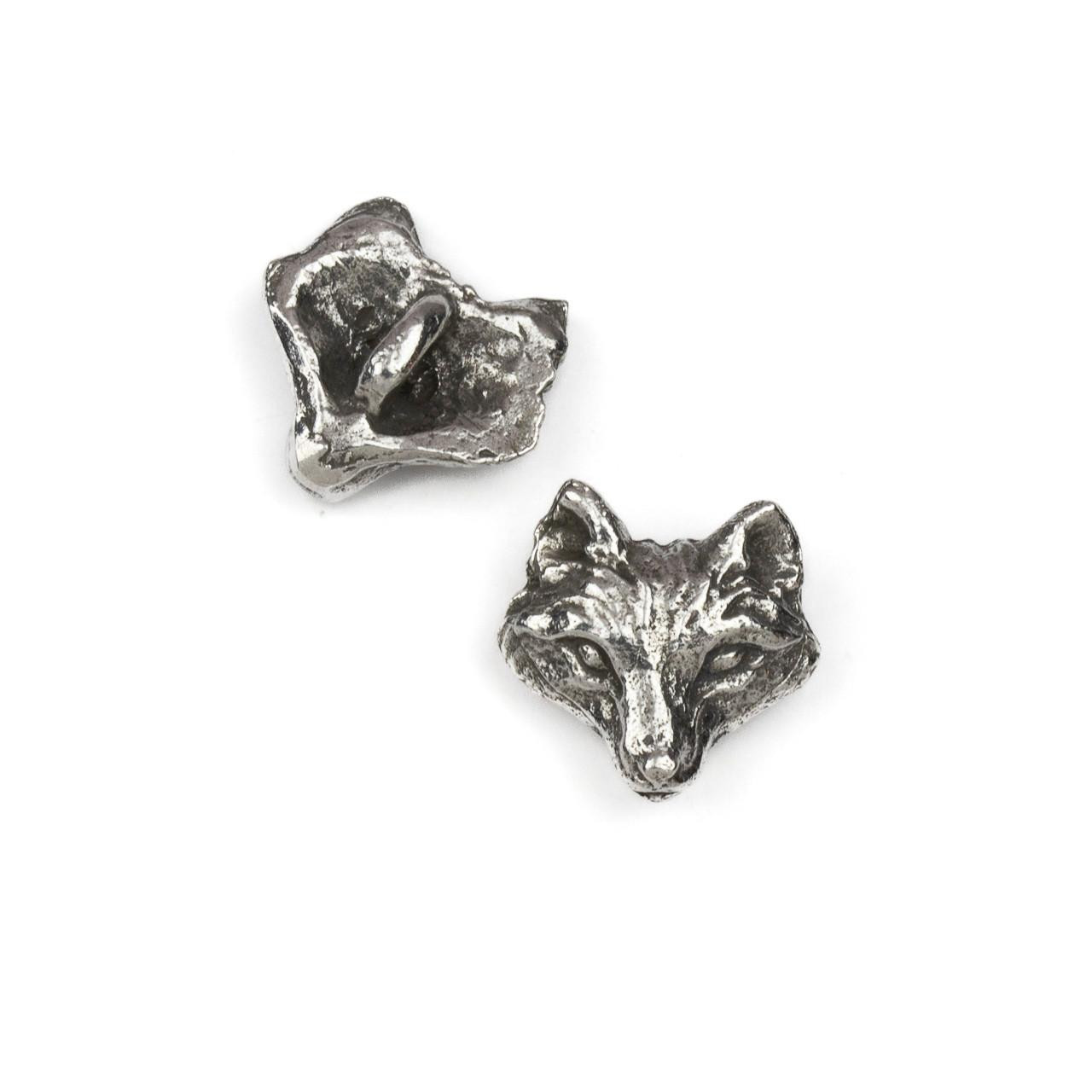 Green Girl Studios Pewter approx. 17x18mm Wolf Button - 1 per bag