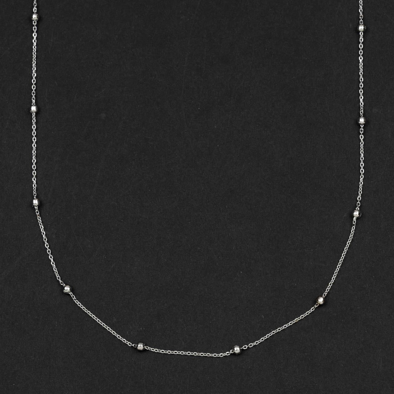 Sterling Silver .925 2.5mm Ball and 1mm Curb Chain Necklace - 1