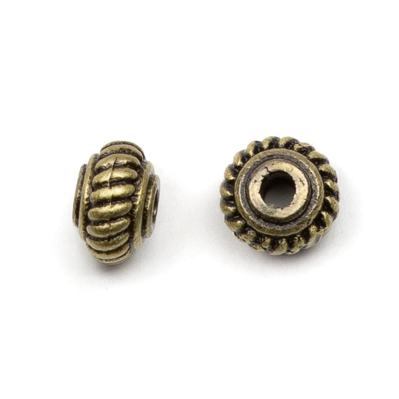 Brass 3x4.5mm Rope-Detailed Spacer Beads - 24 per bag - Cherry