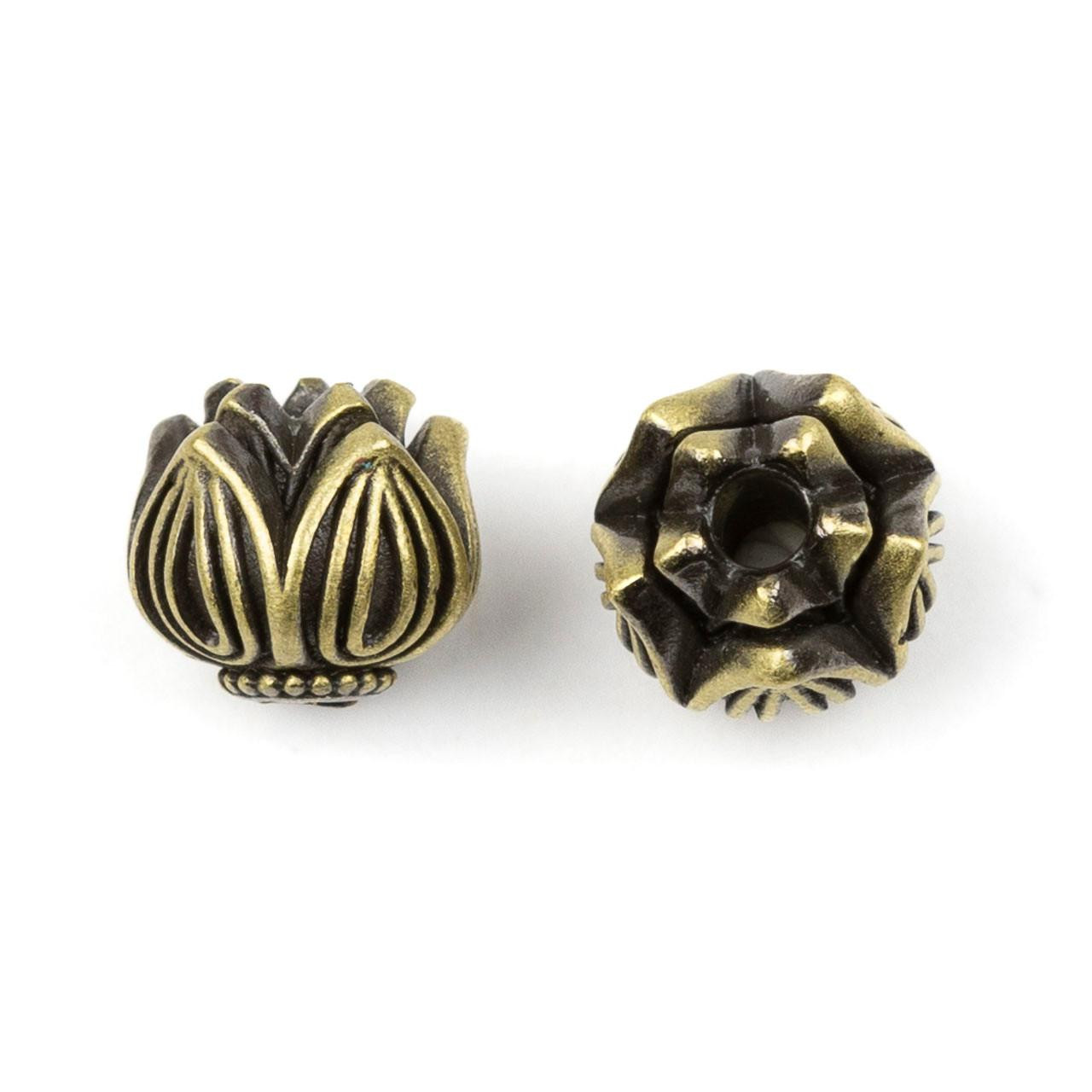 Brass 7x8mm Flower Beads - 4 per bag - Cherry Tree Beads