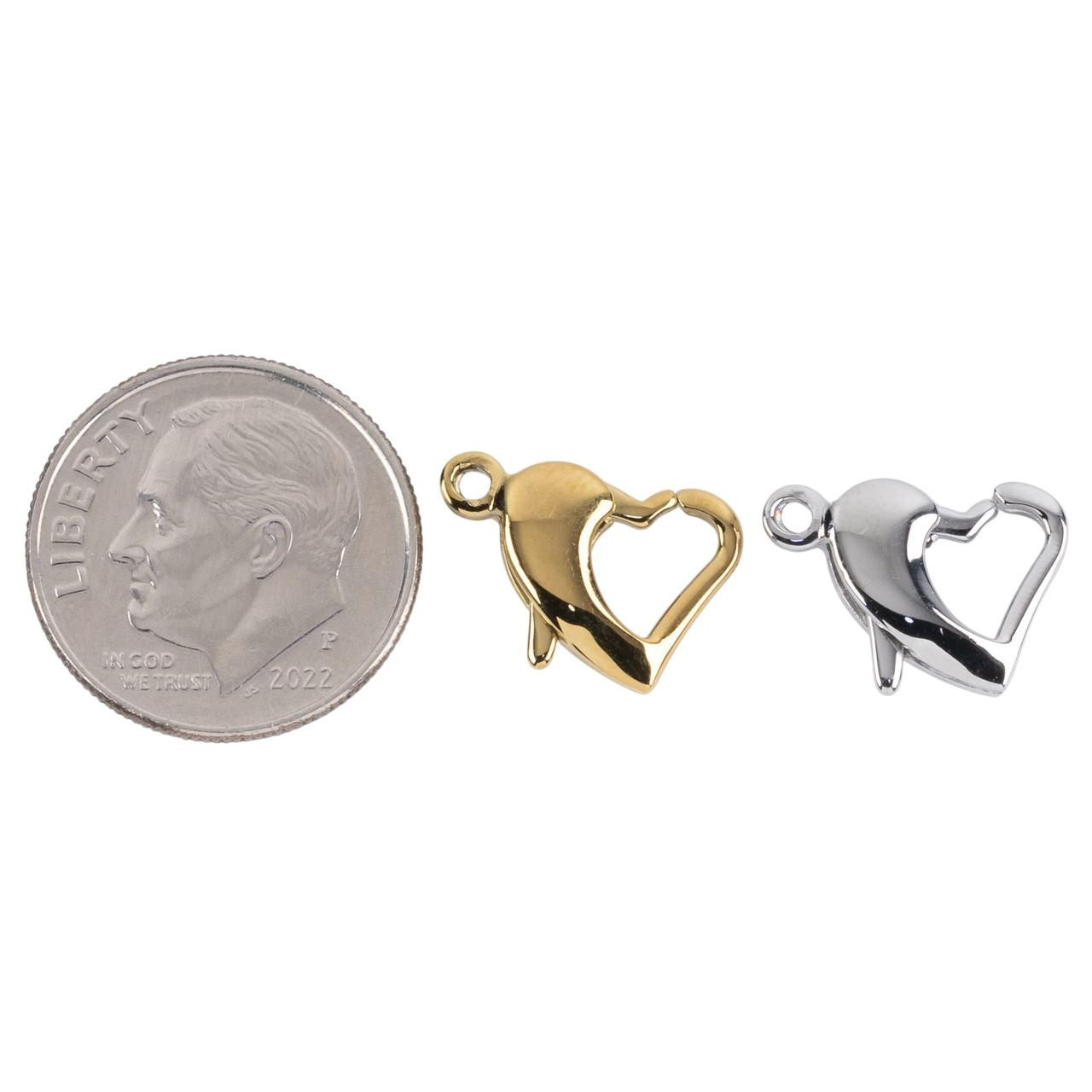 304 Stainless Steel 10x12mm Heart Lobster Clasp - 2 per bag