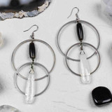 Bone & Quartz Stainless Hoop Earrings