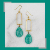 Amazonite Gold Teardrop Earrings