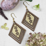 Brass and Wood Moon Phase Earrings